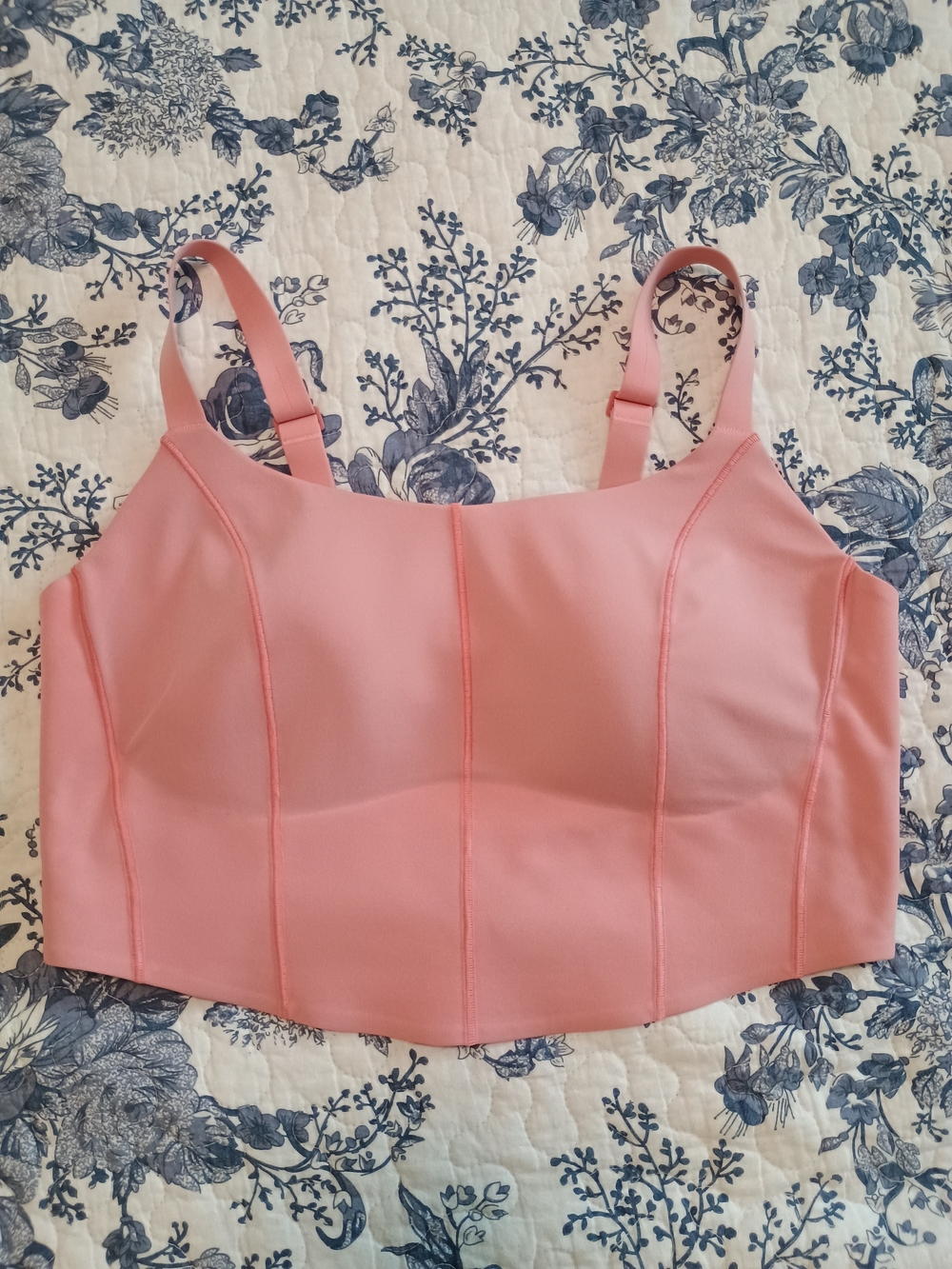 OFFLINE by Aerie Pink Longline Sports Bra Corset Workout Top Size L